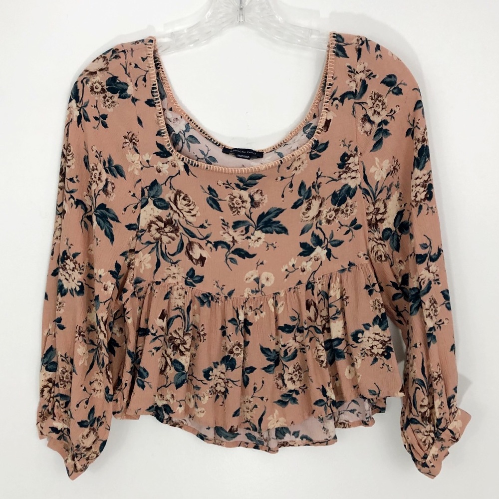 4/$25 American Eagle Floral Square Neck Cropped Blouse Top